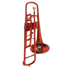 Valve Trombone Brass Musical Instrument with Mouthpiece and Hard Case.