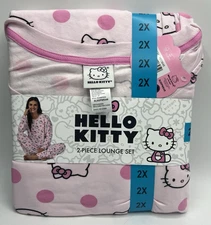 Women's Size 2X HELLO KITTY By Sanrio 2-Piece Lounge Set Soft & Cozy Pajamas