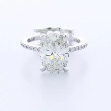 Engagement Ring Under Halo 14K White Gold 3.64 CT Oval Lab-Grown Diamond G VS2