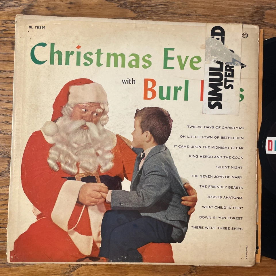 RARE Christmas Eve With Burl Ives LP Decca Stereo RARE Holiday Santa VG+ - Image 2 of 4