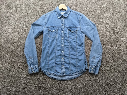 Topshop Moto Womens Denim Blue Button 