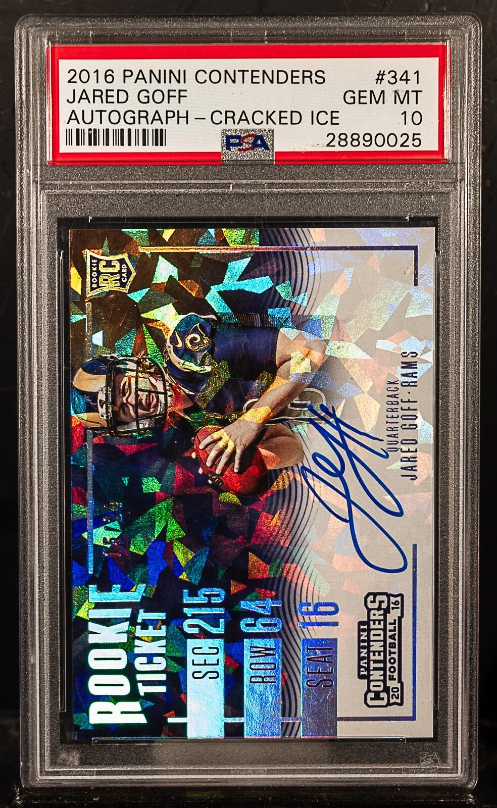 Jared Goff Panini Contenders #341 Autograph-Cracked Ice Ticket