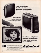 Admiral TV Television 21" Portable Black White Vintage Print Ad 1965