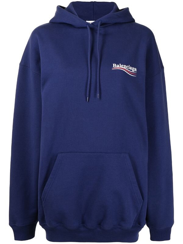 Balenciaga Campaign Logo Print Navy Hoodie Men's SZ Small | eBay