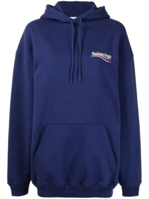 Balenciaga Campaign Logo Print Navy Hoodie Men's SZ Small | eBay