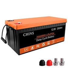 CHINS 12V 200Ah LiFePO4 Battery, 200A BMS,for Golf Car, Trolling Motor etc(Used)