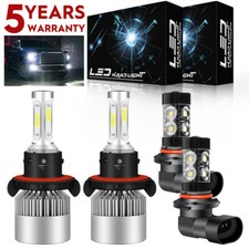 For 2004-2014 Ford F-150 - White LED Headlight Hi/Lo Fog Light 4 Bulbs Combo S2