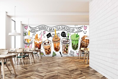 3D Creative Bubble Tea ZHUA685 Wallpaper Wall Murals Removable Self-adhesive Ann