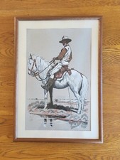 Camargue Gardian à Cheval Lithographie Étienne LAGET Signée Numérotée Encadrée