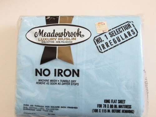 Meadowbrook Luxury Muslin Blue 130 Thread Count King Flat Sheet ...