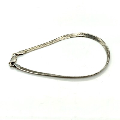 Vintage RC 925 Chain Bracelet, Sterling Silver Italy Herringbone