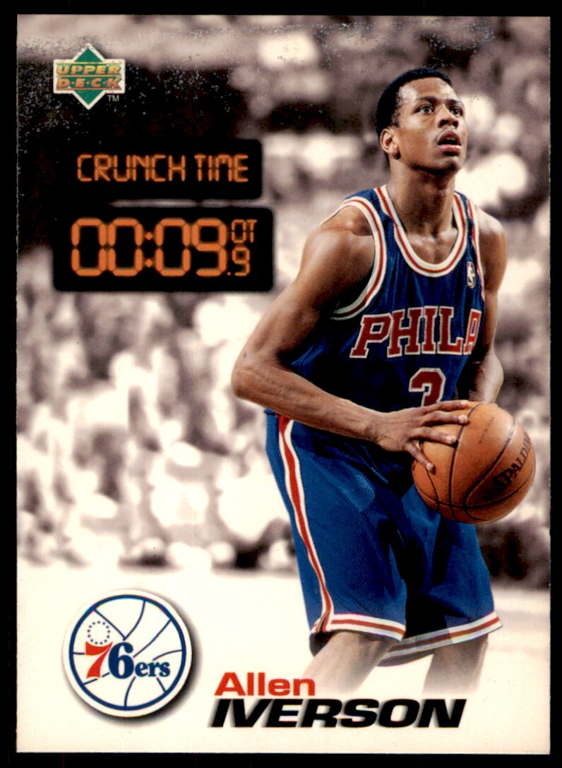 1996-97 Upper Deck Crunch Time Allen Iverson RC Rookie 76ers #91 *Noles2148*