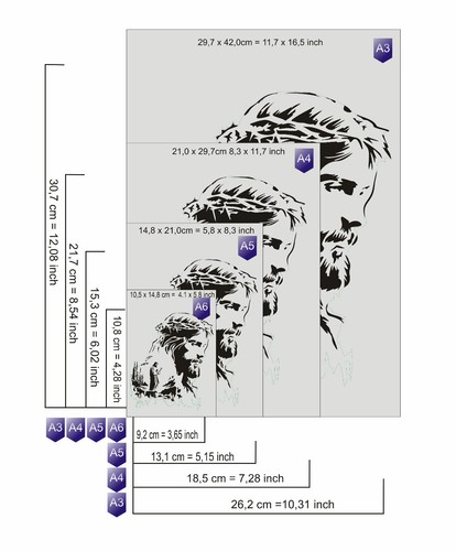 TS-003 Jesus Stencil Tattoo Airbrush Walltattoo Vintage Multilayer Template - Picture 3 of 3