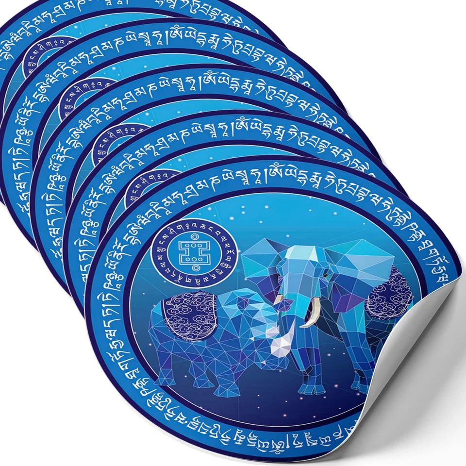 FUNGIFTCORNER Feng Sui Sticker Blue Rhino-Elephant Symbol of Burglary Prevention 4" (5 Pieces)