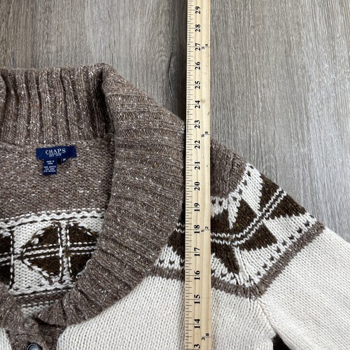 Cárdigan de lana de alpaca Chaps Ralph Lauren para mujer M suéter chal cuello crema Bro - Imagen 8 de 15