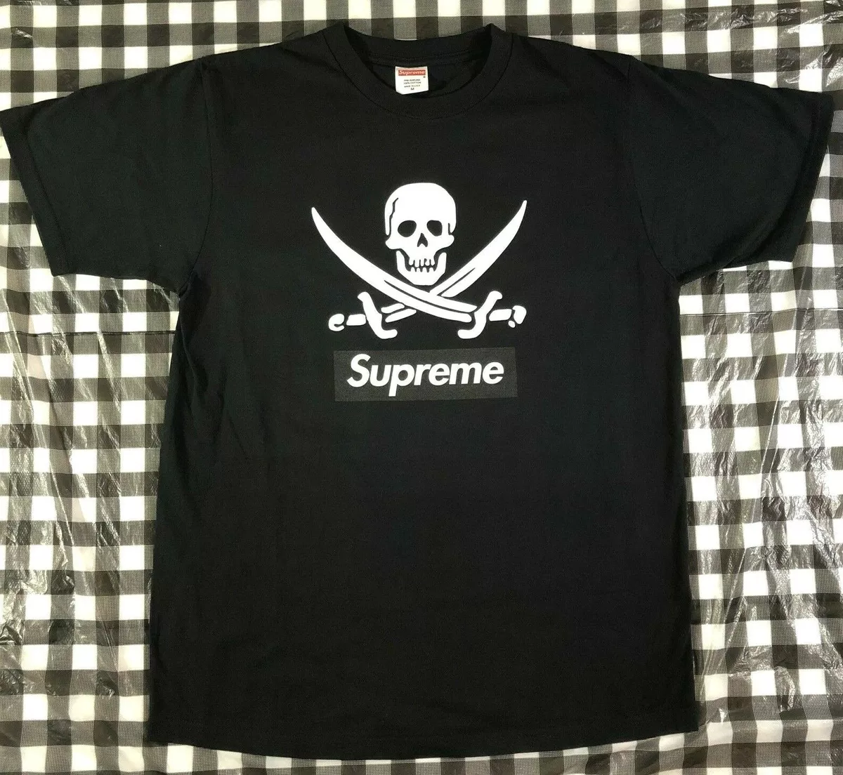 Supreme X Neighborhood 2007 Box Logo Pirate Skull Flag Rebel Without A  Pause Tee