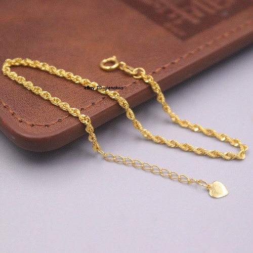 Pure Au750 18K Yellow Gold Chain 1mmTwist Rope Link Bracelet 1-1.2g 6.3-7.1inch - Picture 9 of 9