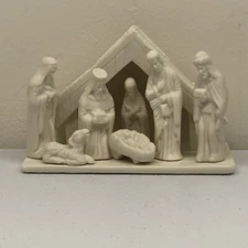 8 Piece Nativity Set White Bisque Porcelain Figurines 3” - 5”  Tall