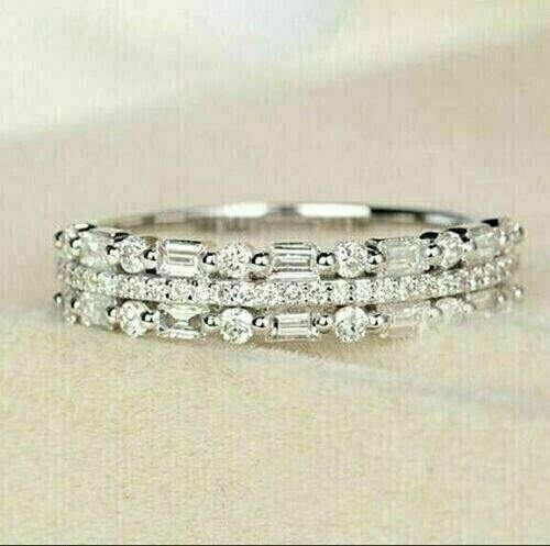 Lab Created Diamond 2Ct Round Eternity 14k White Gold Plated Wedding ...