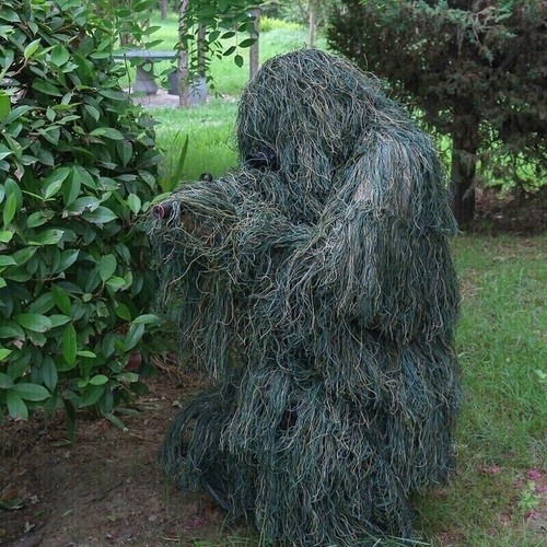 5 in 1 Ghillie Suit 3D Camouflage Hunting Apparel Jacket Hood Carry Bag Pants Me - Picture 14 of 15