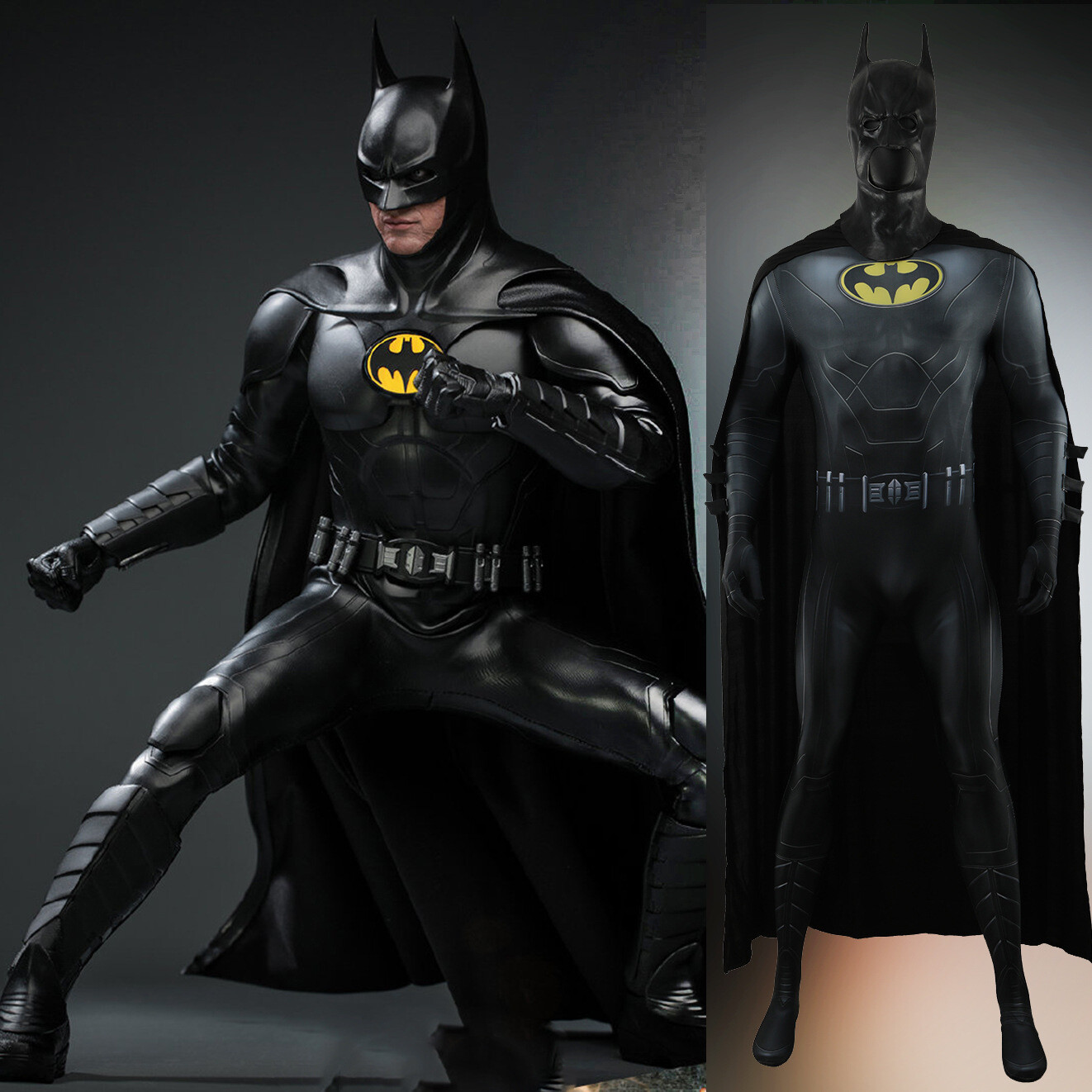 Batman Jumpsuit Cape Bruce Wayne Flash Bodysuits Cosplay Suits Costume Halloween-image