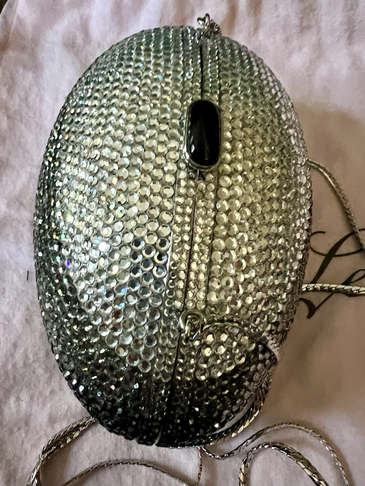 ¡¡GUAU!! MULTI TONOS CRISTALES CUBIERTOS FORMA HUEVO JUDITH LEIBER MONEDERO MINAUDIÈRE Foto 4 de 4