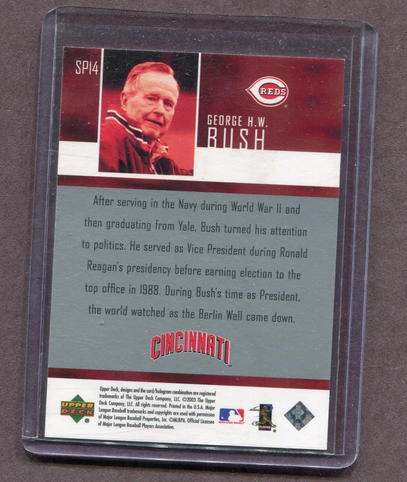 GEORGE H. W. BUSH 2003 UPPER DECK BASEBALL CARD #SP14 USA PRESIDENT - Image 2 of 2