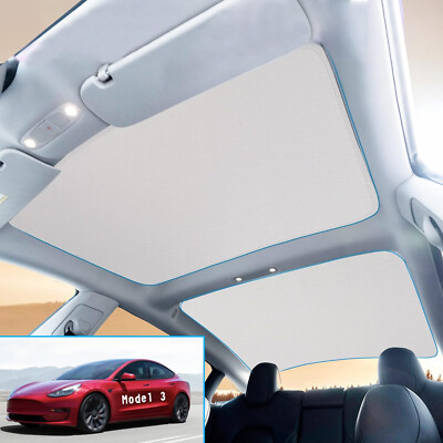 Fit For Tesla Model 3 Roof Sunshade UV Reflection 2021-2023 Top Sun Visor White