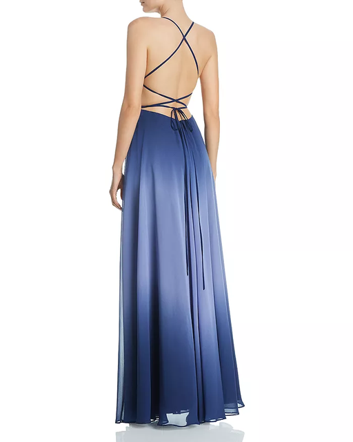 aqua ombre chiffon gown