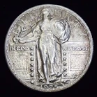 1925 Standing Liberty Quarter, Type 2, Recessed Date, Original Luster, Never Cle