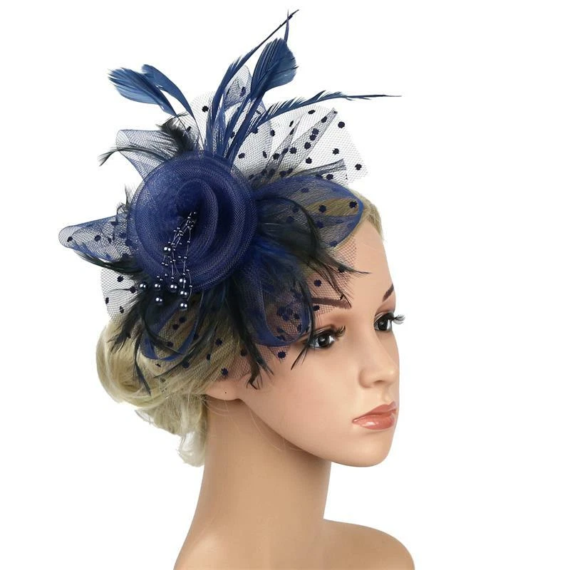 Pluma Cabello Fascinador Alicia Diadema Clip Damas Día Boda Royal Ascot Carreras Foto 2 de 4