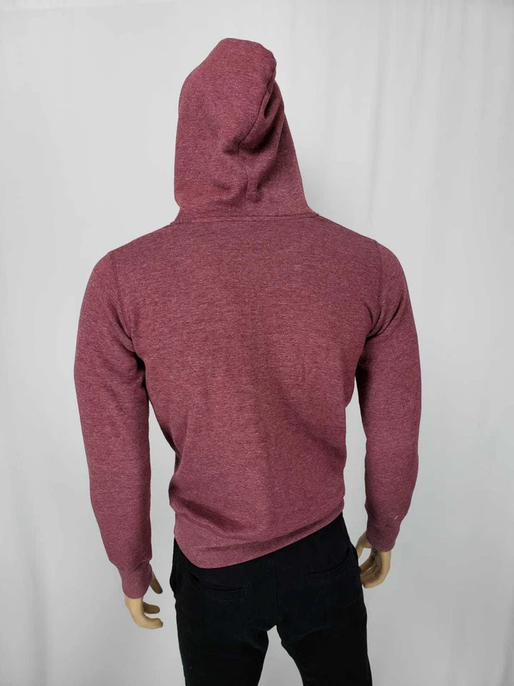 Sudadera con capucha borgoña de algodón para hombre ropa deportiva cordón sudadera Foto 3 de 4