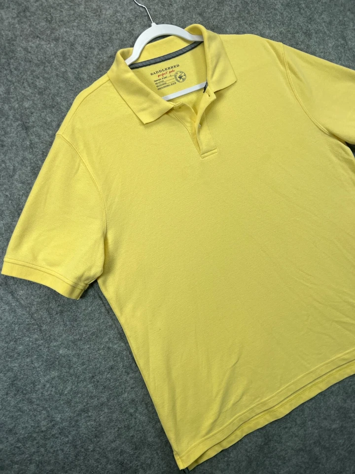 Camisa Polo Saddlebred Perfect Para Hombre Grande Amarilla Golf Informal Trabajo Manga Corta Foto 4 de 4