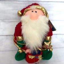 14" Vtg INTERNATIONAL SILVER SANTA CLAUSE PLUSH w/HANG TAG 1995 Star Presents