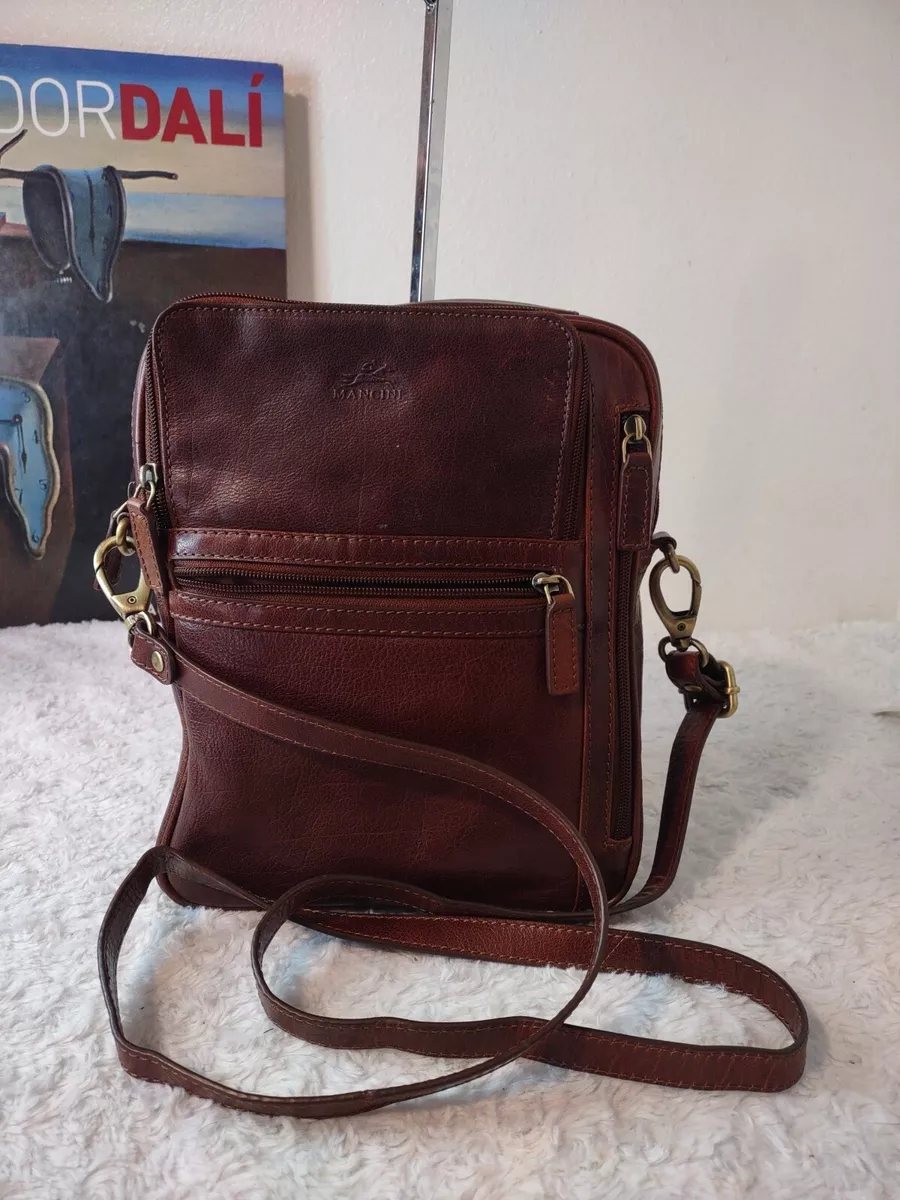 Brown leather crossbody shop bag