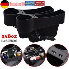 2x Leder Aufbewahrungsbox für Autositz-Organizer mit zweifacher USB-Aufladung