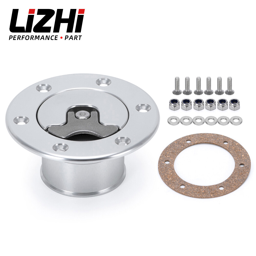 Billet Aluminum Easy Fill Fuel Cell Cap - 12 Bolt, 5.343" Bolt Circle, Silver (Direct Replacement)