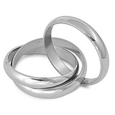 Stainless Steel Triple Connected Band Ring SZ 7-12