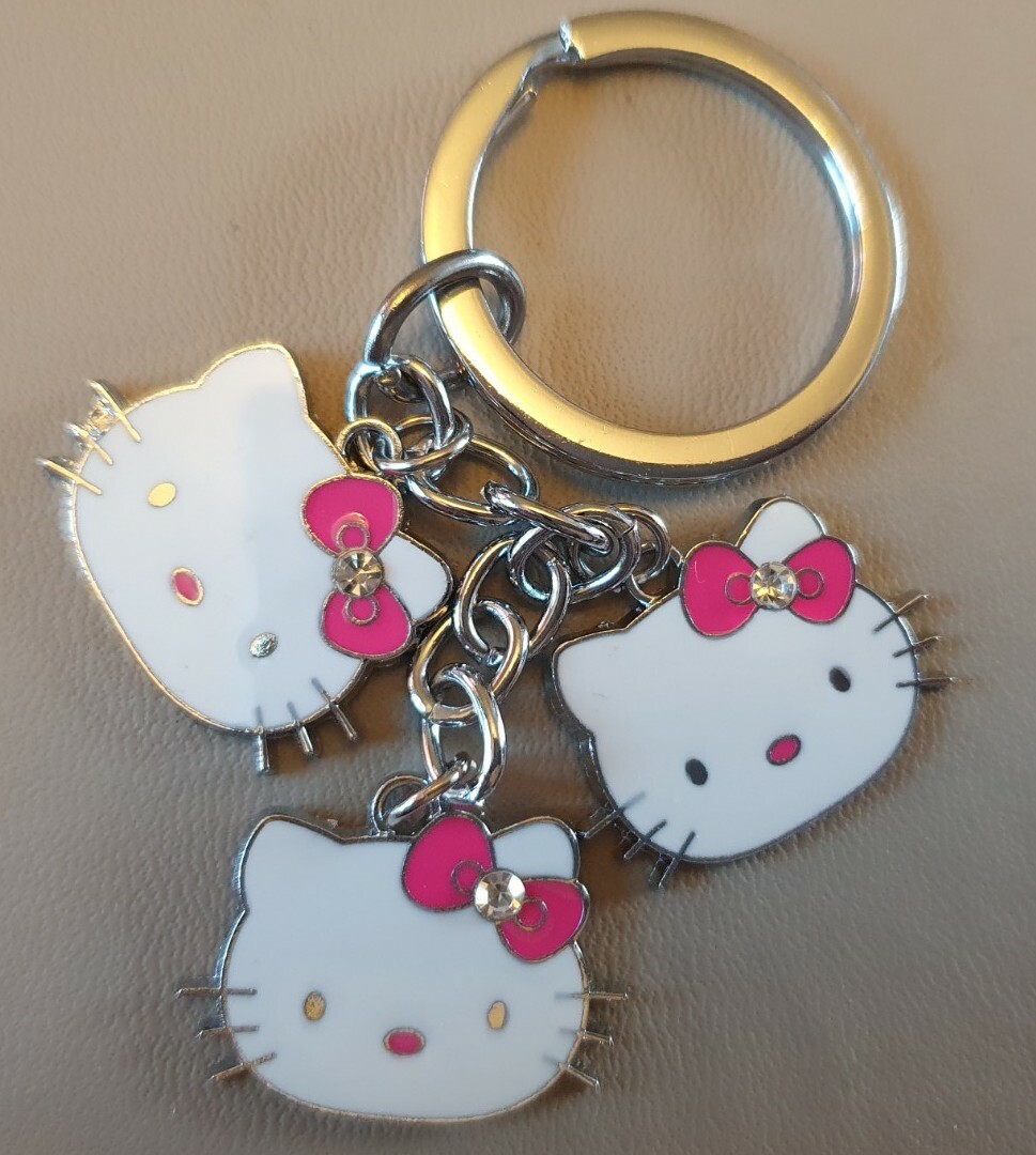 Cute Animated Anime Hello Kitty Keyring with Charms UK Seller Free P&P