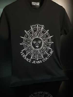 VERSACE JEANS COUTURE SUN EMBROIDERED LOGO T SHIRT-BLACK. | eBay
