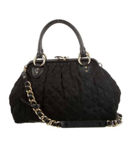 Marc Jacobs Stam Bag Chain Black Satchel Shoulder Nylon Leather Trim Quilted Vtg - Picture 3 of 10