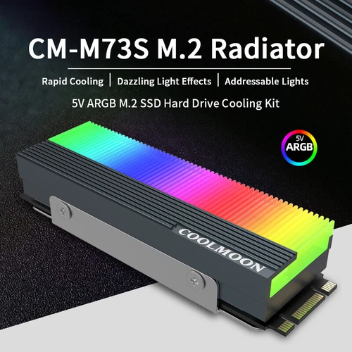 M.2 Cooling SSD Cooler RGB HeatSink 2280 Radiator Addressable LED NGFF NVME PCIE
