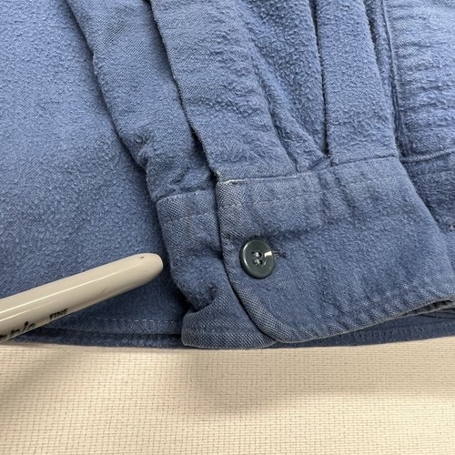 VTG LL Bean Flannel Shirt Mens Medium 15.5 Blue Chamois Cloth Button Up Retro - Picture 14 of 21