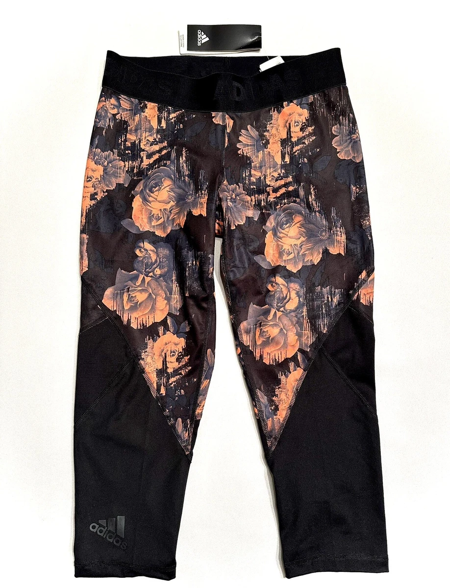 Womens Adidas Alpha Skin 3 4 Length Tights Pants Medium Black