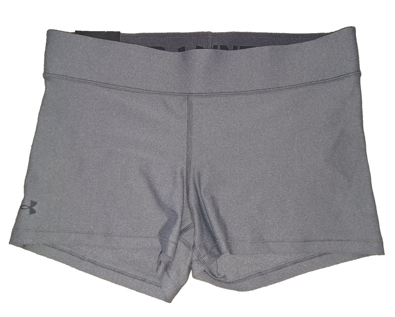 💥 NEW Women's XL Under Armour Gray Compression Mid Rise UA Shorty Shorts NWT