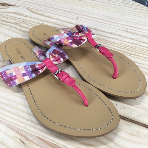 Nine West Sandals Womens 8 M Spice It Up Thong Flats Slip On Pink Casual Ope Toe - Picture 11 of 11