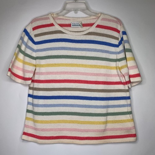 For Her Van Heusen Womens Short Sleeve Multicolor Striped Size Medium USA MADE