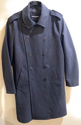 Karl Lagerfeld Paris Men's Double Breasted Poly/Wool/Rayon Coat Gray Size XL New