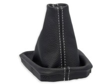 SCHALTMANSCHETTE FUR VW POLO VI 2017-2021 SCHALTSACK LEDER SCHWARZ NAHT WEISS