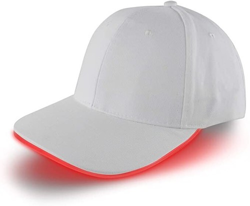 Red, LED Light White Baseball Cap Hat Glow Brim Night Party Adjustable - Running - Picture 6 of 6